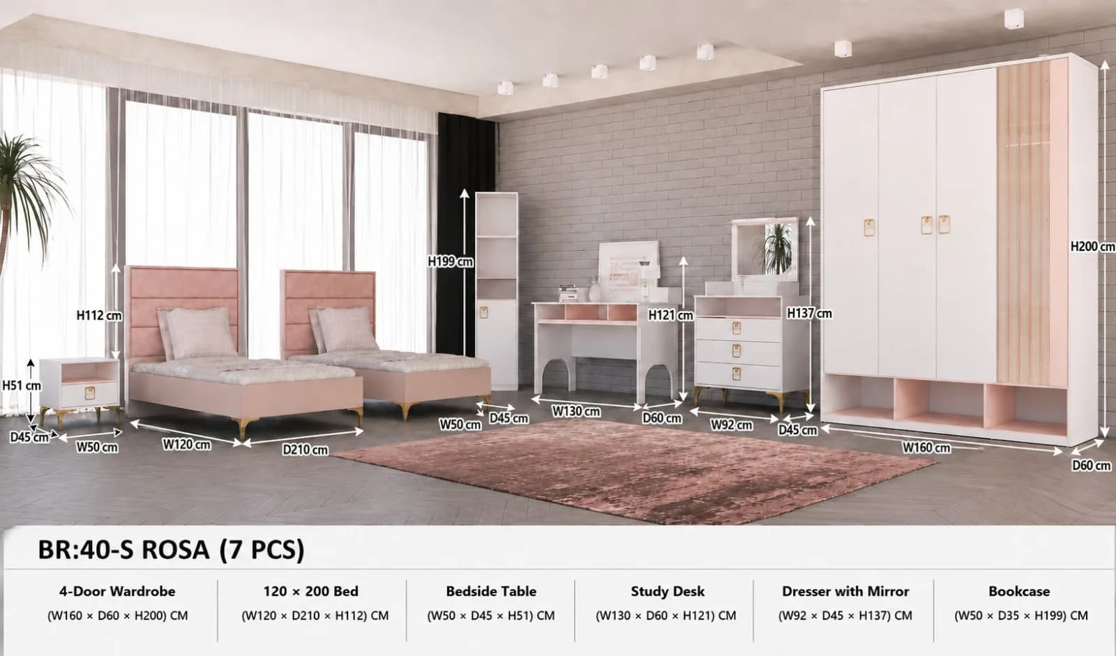 𝗥𝗢𝗦𝗔 𝗕𝗔𝗕𝗬 𝗚𝗜𝗥𝗟𝗦 𝗕𝗘𝗗𝗥𝗢𝗠 𝗦𝗘𝗧 𝗠𝗢𝗗𝗘𝗟 𝗡𝗢: 𝗕𝗥-40-𝗦 (7 𝗣𝗖𝗦)